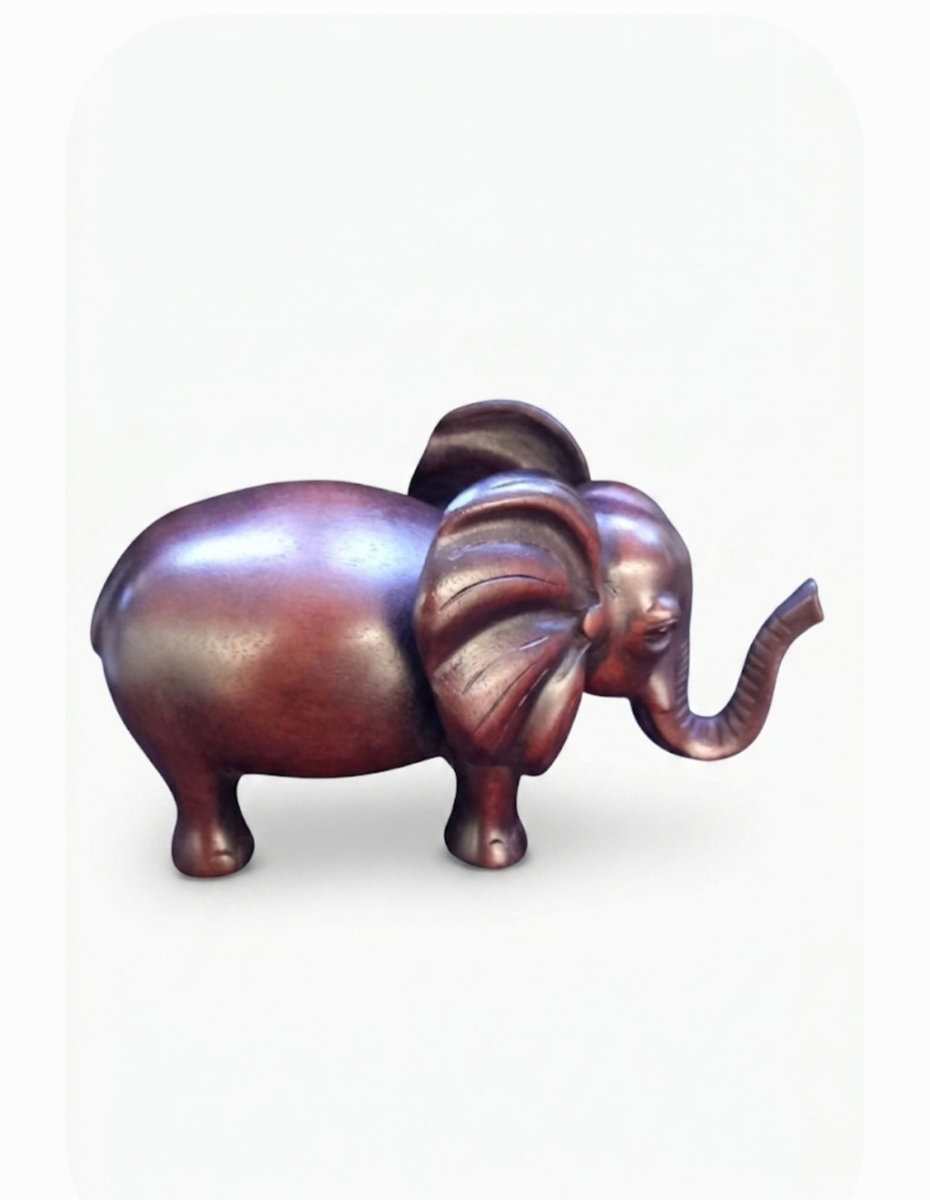ESTATUA DE ELEFANTE TALLADA EN MADERA CAOBA