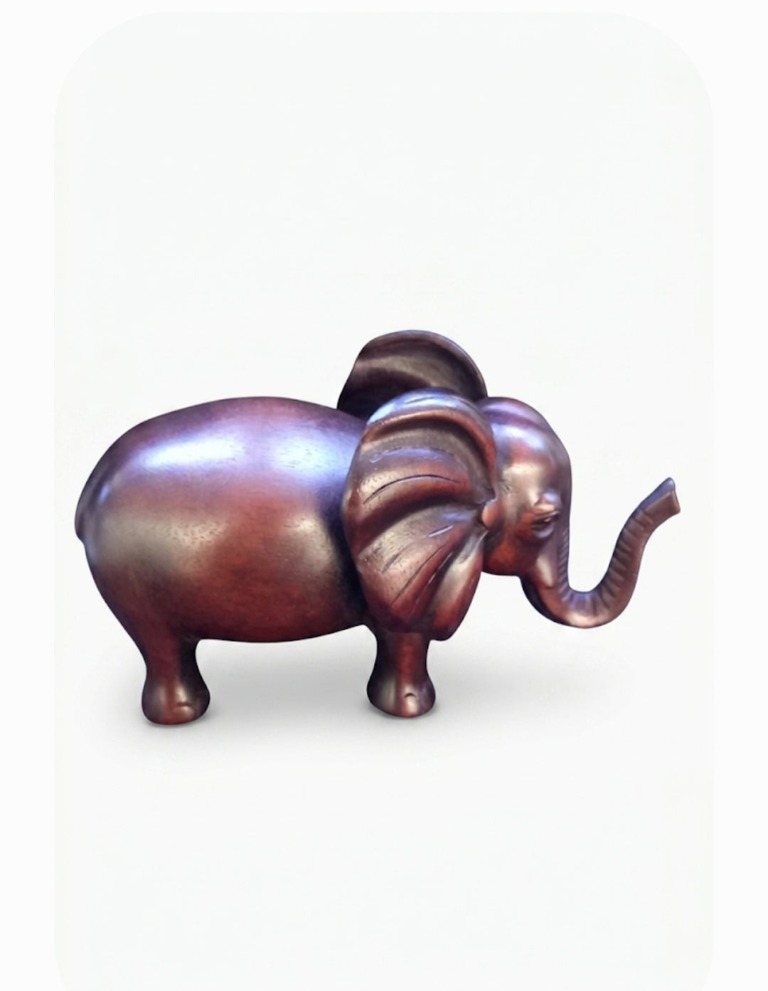 ESTATUA DE ELEFANTE TALLADA EN MADERA CAOBA