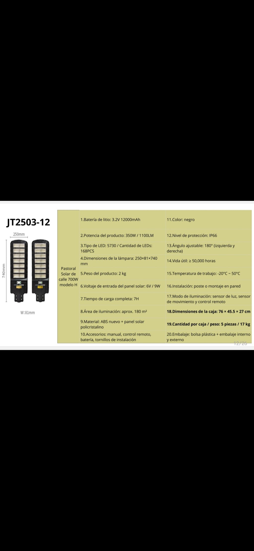 LAMPARAS SOLARES LED 700WATTS con control remoto 220 soles