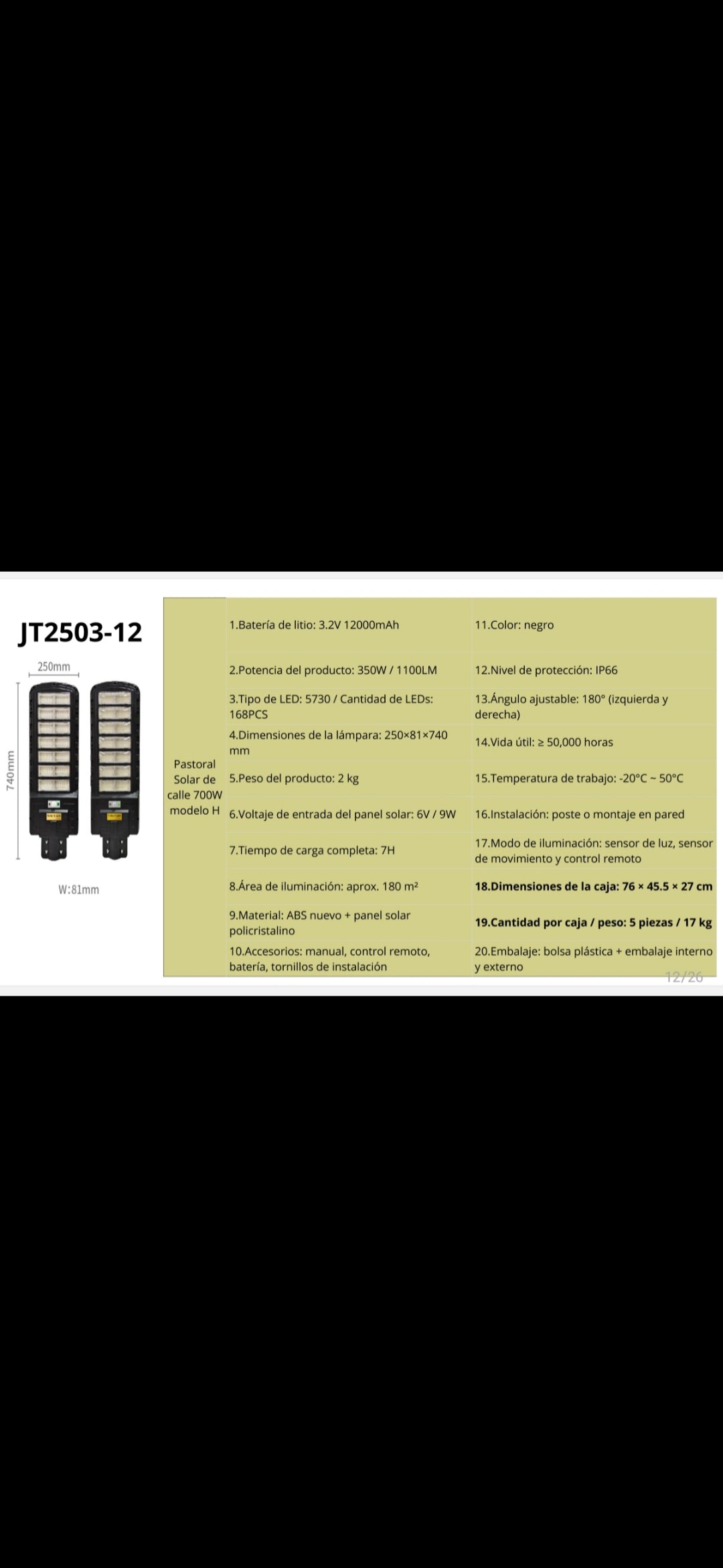 LAMPARAS SOLARES LED 700WATTS con control remoto 220 soles