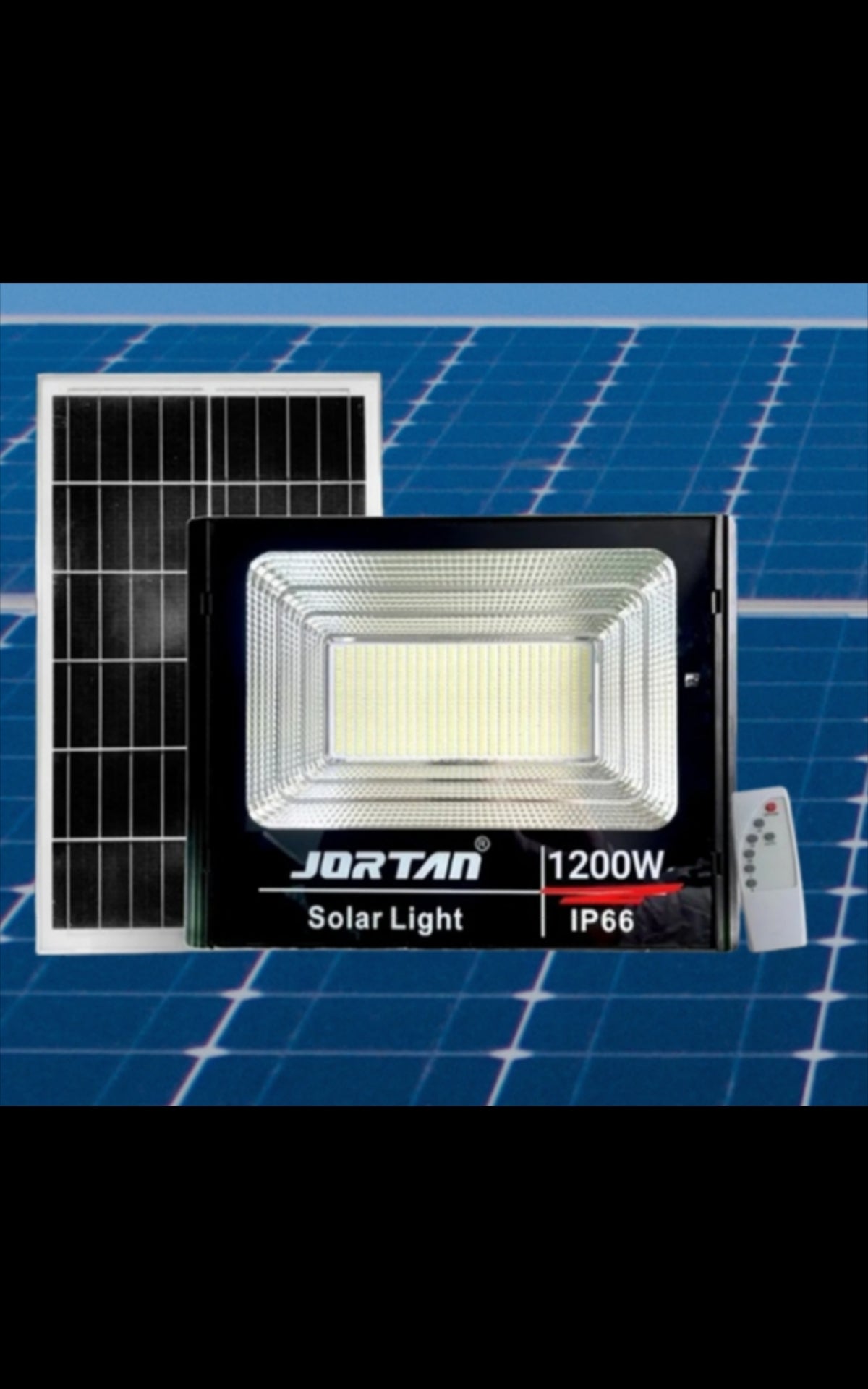 REFLECTOR SOLAR con PANEL SOLAR y CONTROL REMOTO 1,200 watts de potencia